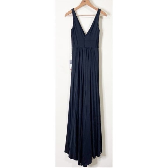 La Femme Black V-Neck Jersey Empire Waist Gown Dress Size 4 US NWT - Picture 5 of 8